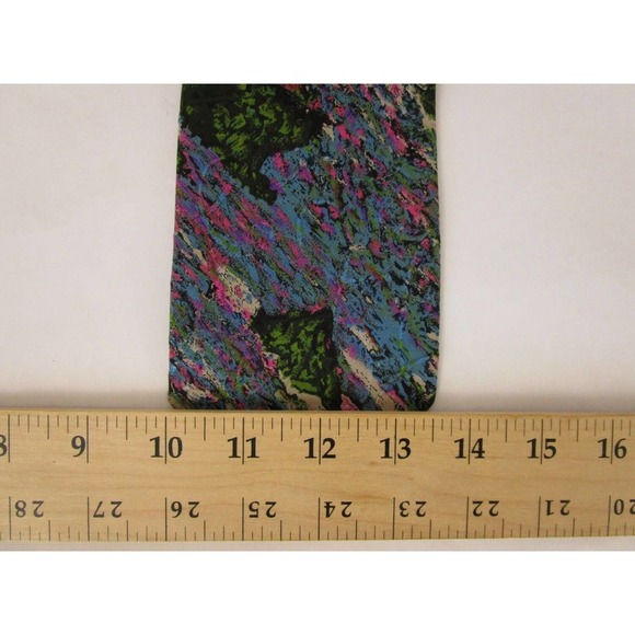 $245 A. Taghi Silk Designer Mens Tie Italy Abstract Teal Pink Artistic Pink - Picture 9 of 9